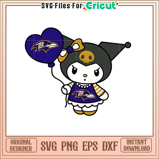 Option 1 (Focus on character)  Kuromi Ravens SVG Design