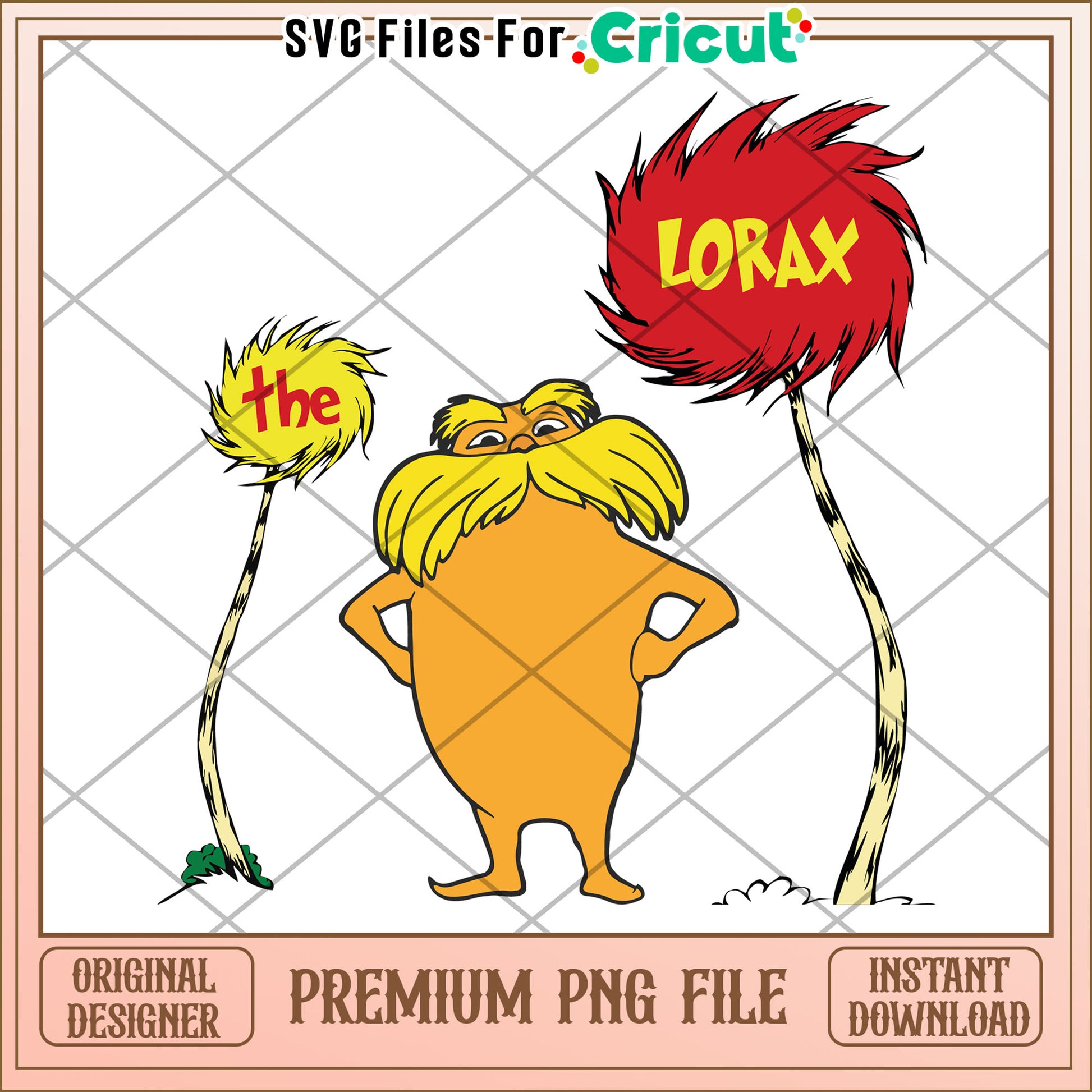 Option 1 (Focus on character) Lorax PNG Image Instant Download