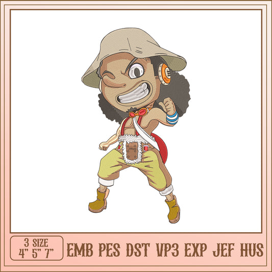 Option 1 (Focus on character)  Luffy Embroidery Design - 3 Sizes EMB PES DST