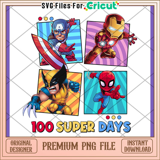 Option 1 (Focus on character)  Marvel Superheroes PNG 100 Days Design