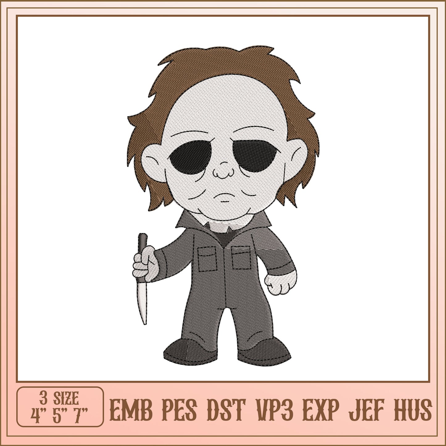 Option 1 (Focus on character)  Michael Myers Embroidery Design - 3 Sizes