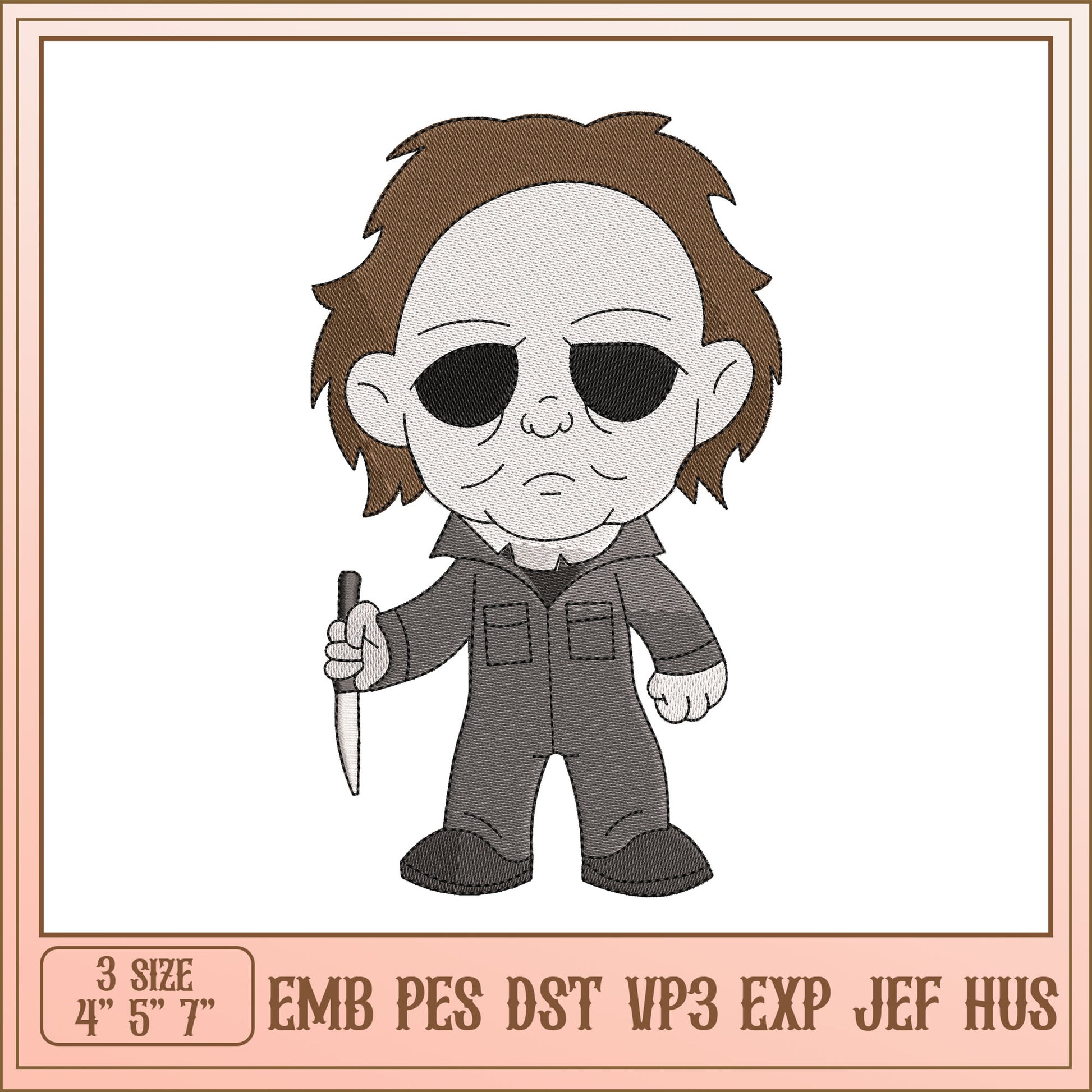 Option 1 (Focus on character)  Michael Myers Embroidery Design - 3 Sizes