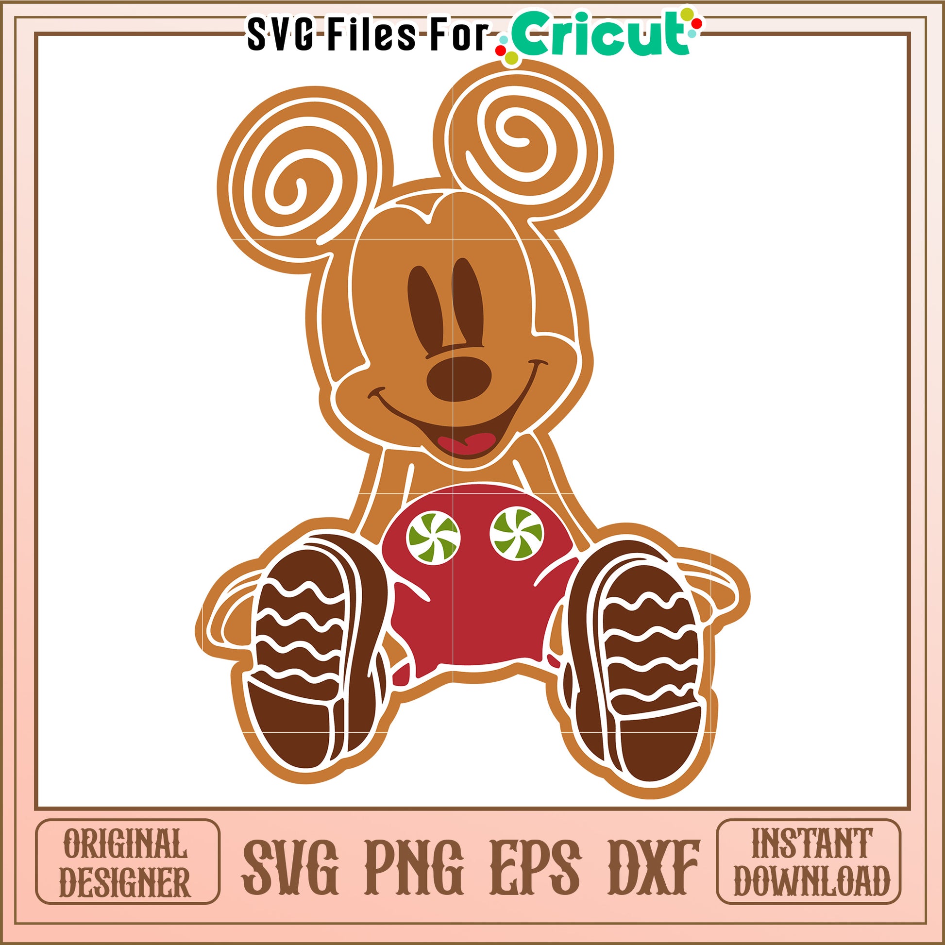 Option 1 (Focus on character)  Mickey Mouse Gingerbread SVG PNG EPS DXF