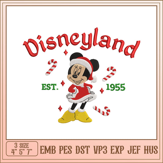 Option 1 (Focus on character) Minnie Mouse Disneyland Christmas Embroidery