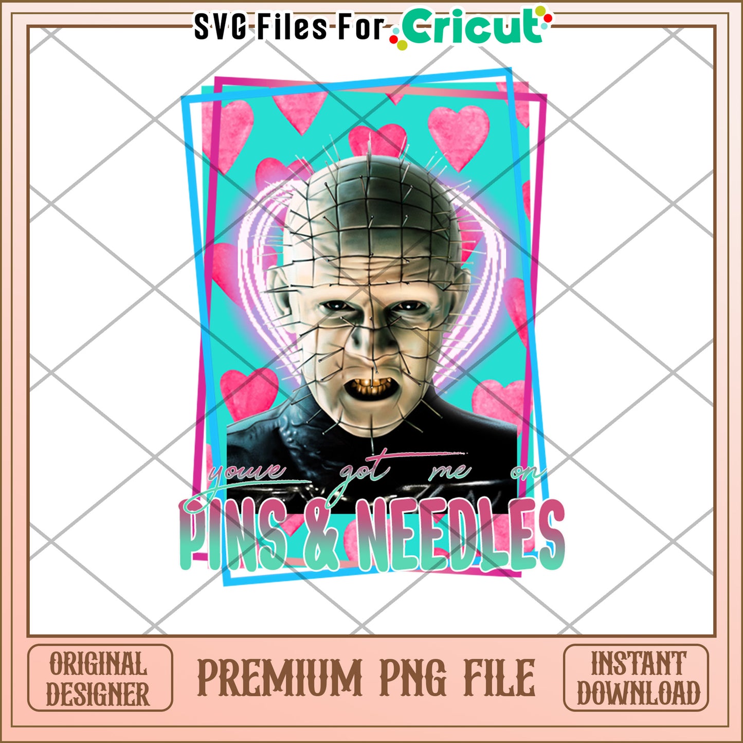 Option 1 (Focus on character)  Pinhead Valentines PNG Cricut File