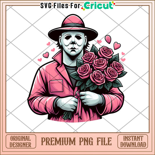 Option 1 (Focus on character)  Pink Roses Michael Myers PNG