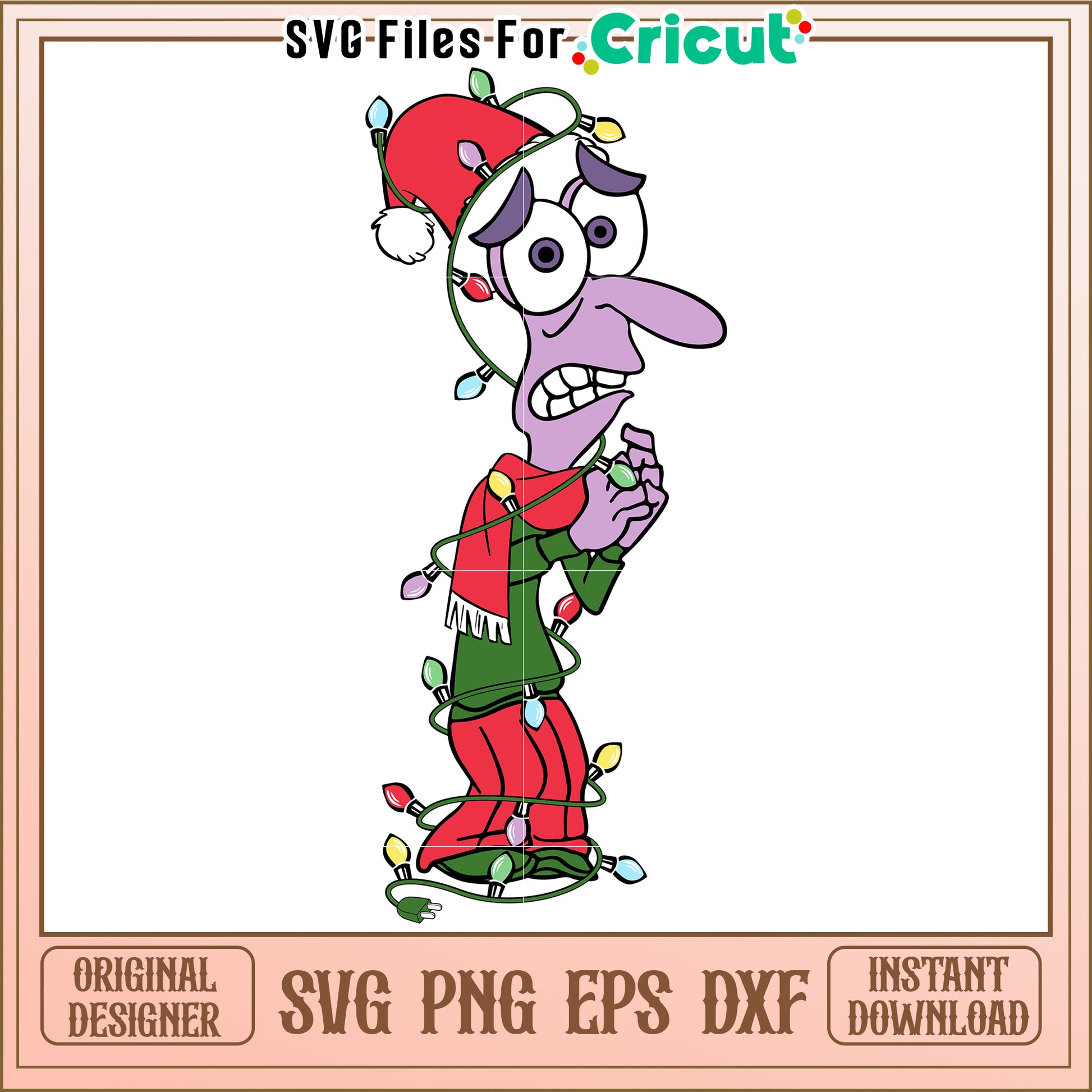 Option 1 (Focus on character)  Sadness Christmas Lights SVG PNG EPS DXF