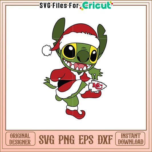 Option 1 (Focus on character)  Stitch Christmas SVG Design Kansas City Chiefs