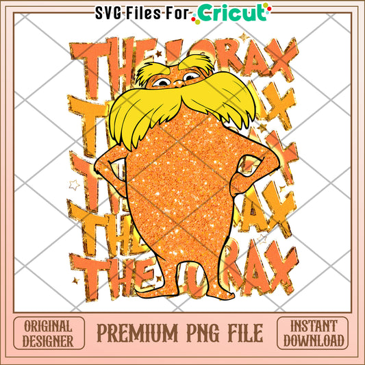 Option 1 (Focus on character)  The Lorax Glitter PNG Sublimation