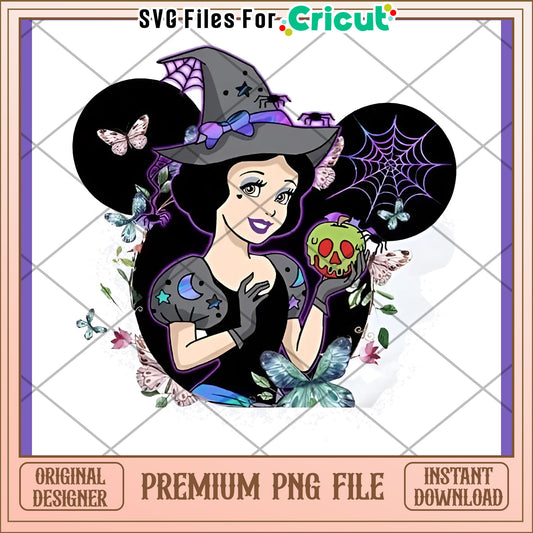 Option 1 (Focus on character)  Witch Snow White PNG Sublimation Design