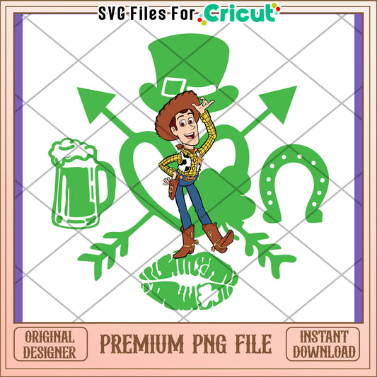 Option 1 (Focus on character) Woody St Patricks Day PNG