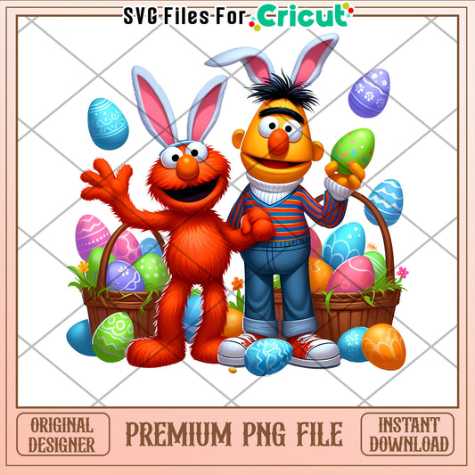 Option 1 (Focus on characters) Elmo Cookie Monster Easter PNG