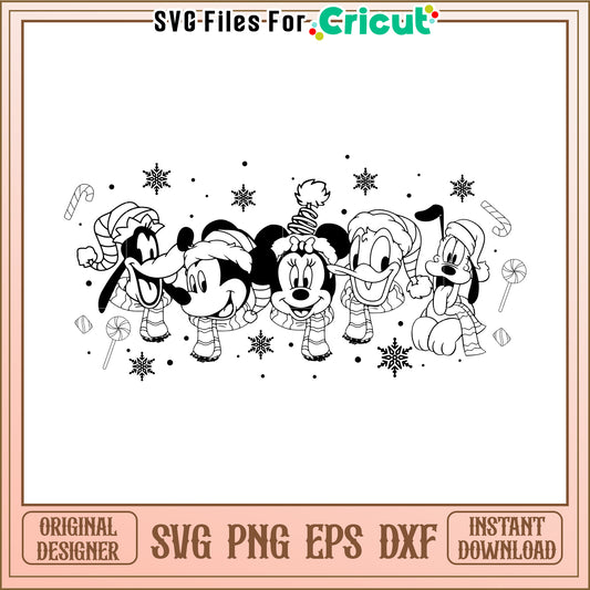 Option 1 (Focus on characters) Mickey Mouse Christmas SVG Bundle
