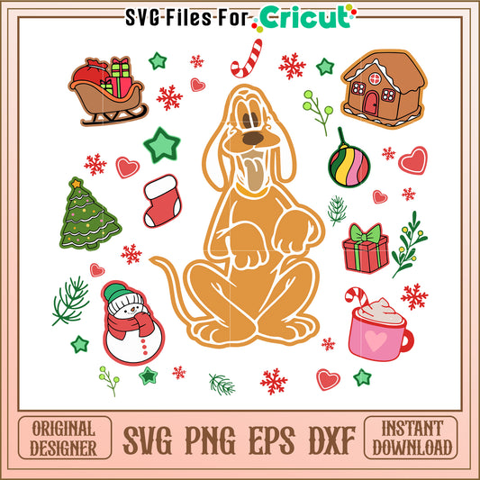 Option 1 (Focus on design) Christmas Dog SVG Design Bundle PNG EPS DXF
