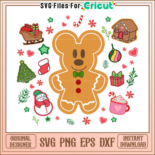 Option 1 (Focus on design)  Christmas Gingerbread Mouse SVG PNG EPS DXF