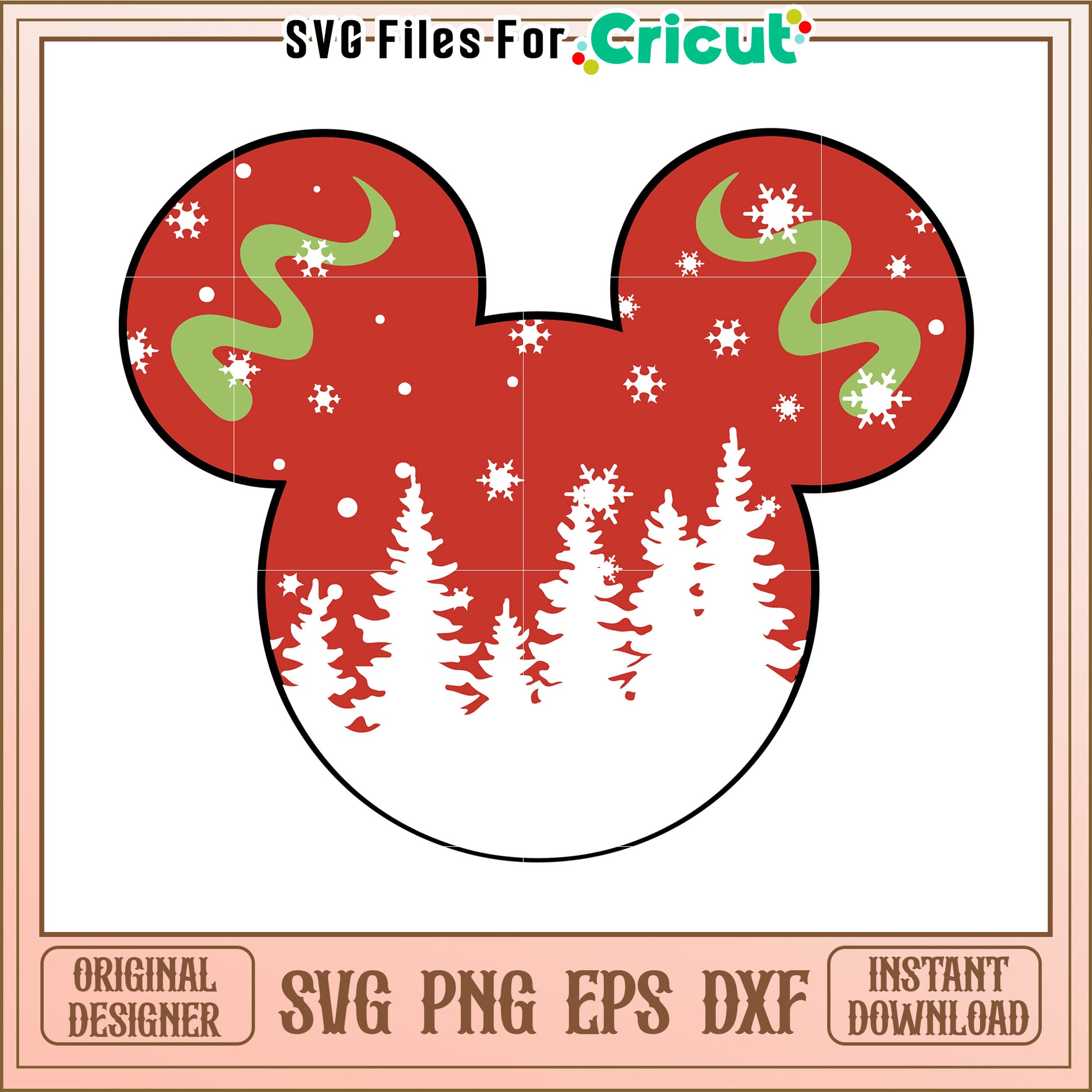 Option 1 (Focus on design)  Christmas Mickey SVG Design PNG, EPS, DXF