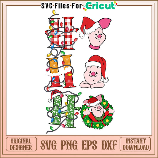 Option 1 (Focus on design)  Christmas Piglet SVG Design Instant Download