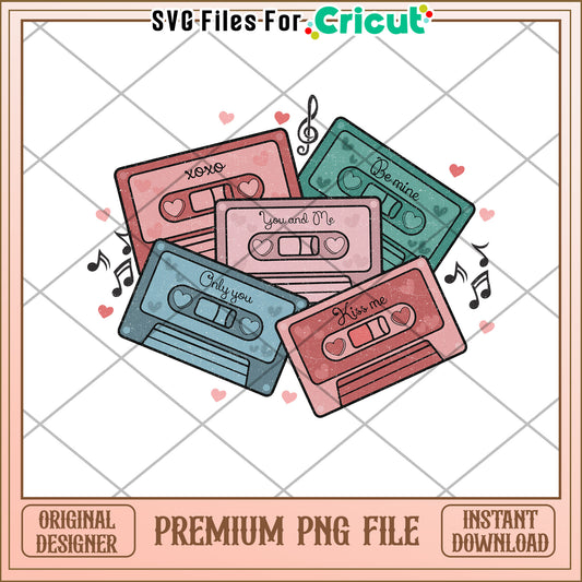 Option 1 (Focus on design)  Cute Cassette Tapes PNG Design