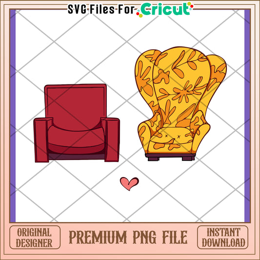 Option 1 (Focus on design)  Cute Couple Chairs PNG Design, Instant Download