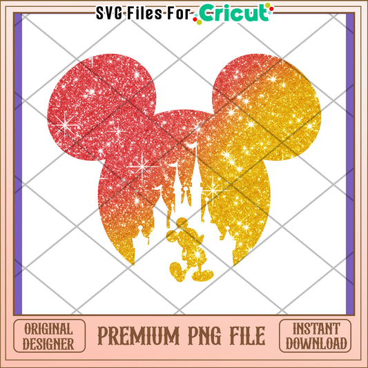 Option 1 (Focus on design)  Glitter Mickey Mouse PNG  Castle Design