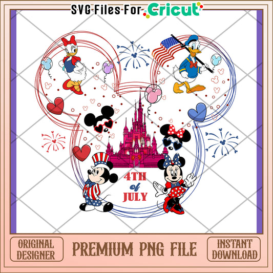 Option 1 (Focus on holiday)  4th of July Mickey Minnie PNG Design