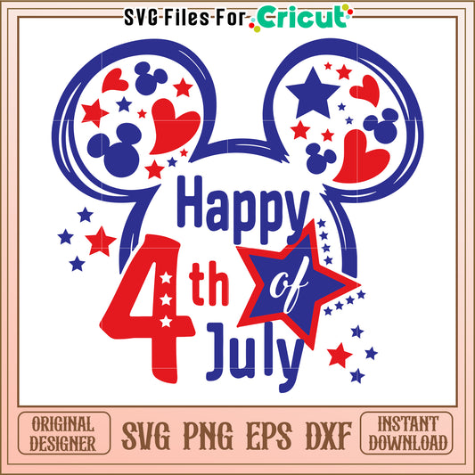 Option 1 (Focus on holiday)  Happy 4th of July SVG Design