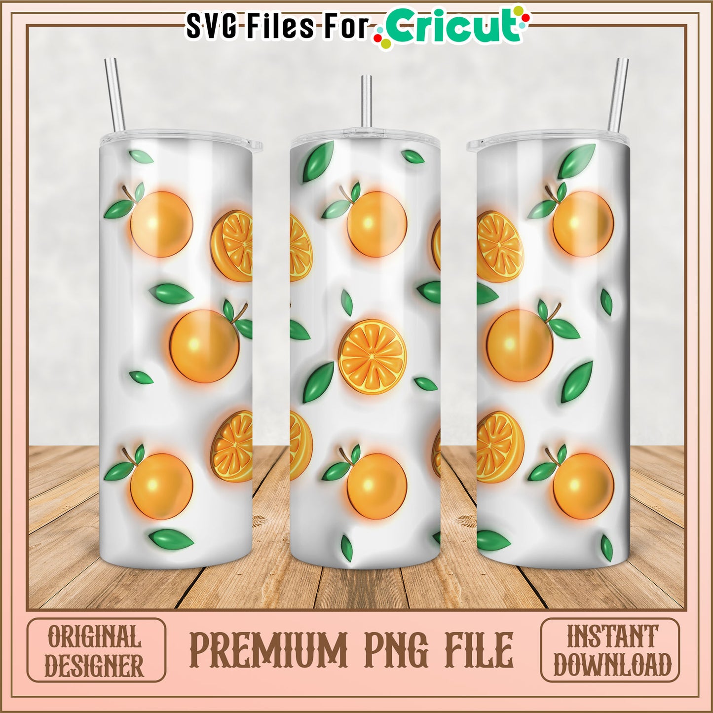 Orange Tumbler PNG Sublimation Design
