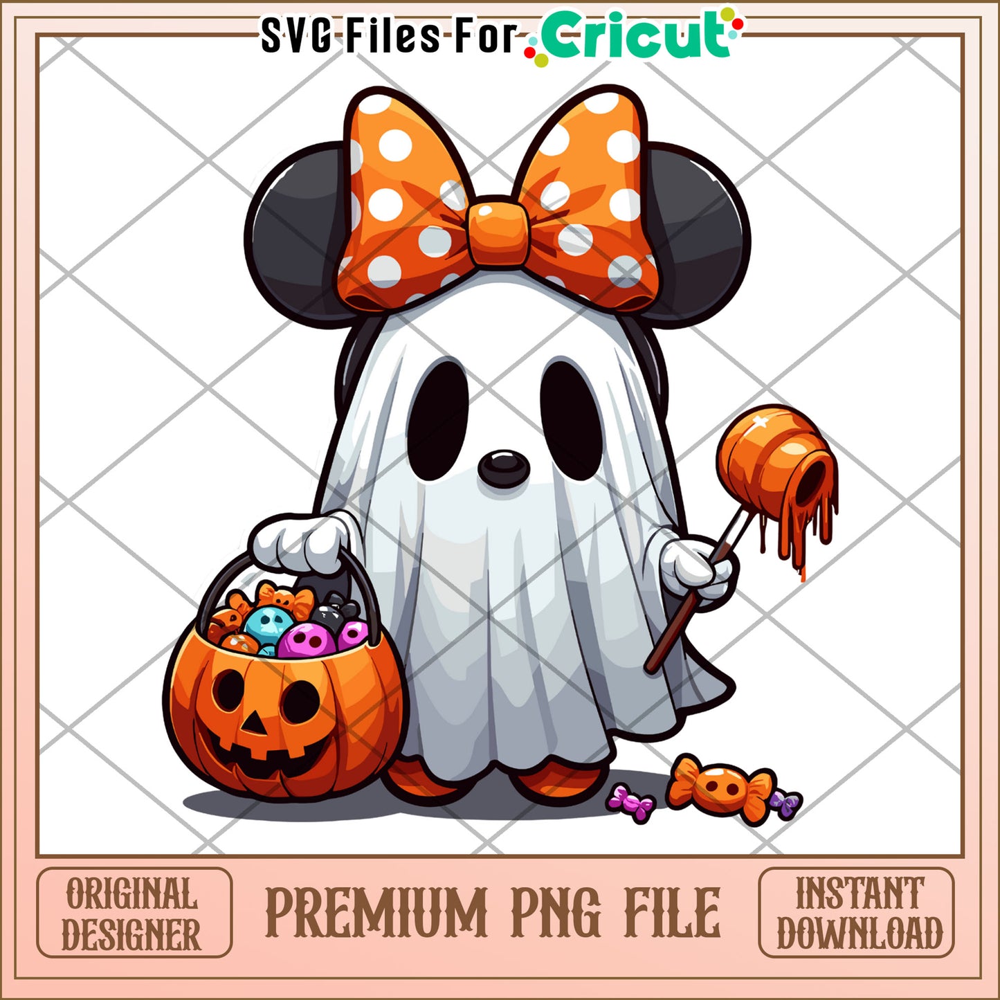 Orange bowtie ghoul png, halloween season png, cute halloween png