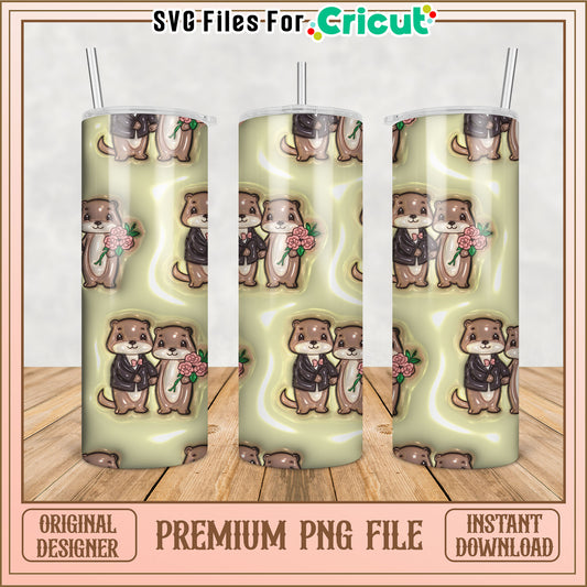 Otter Couple Tumbler PNG Design