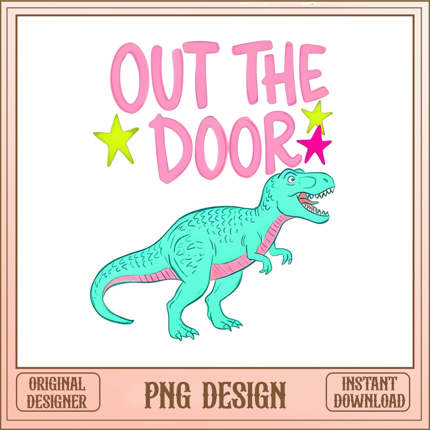 Out The Door Dinosaur PNG, Funny T-Rex PNG, Sassy Dino PNG