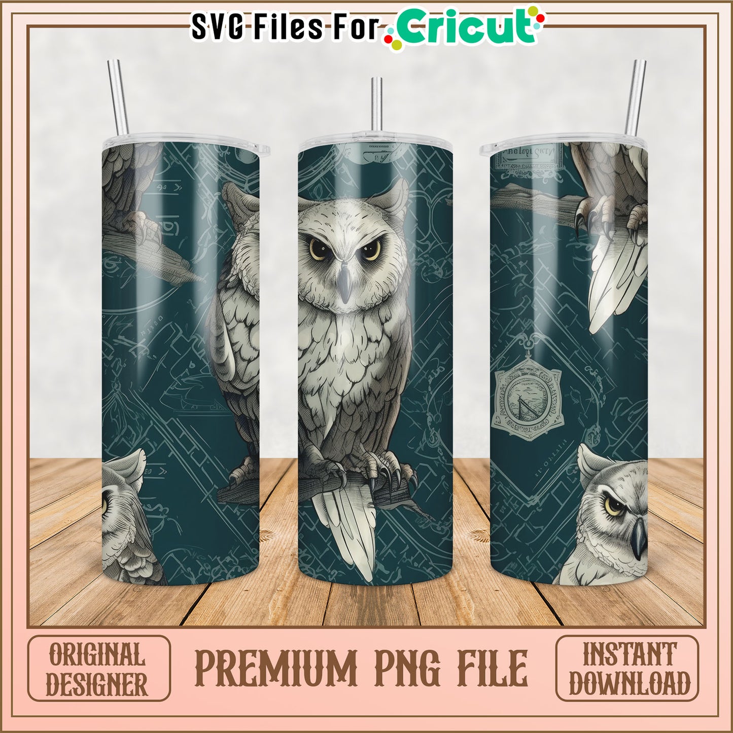 Owl Tumbler PNG Sublimation Design