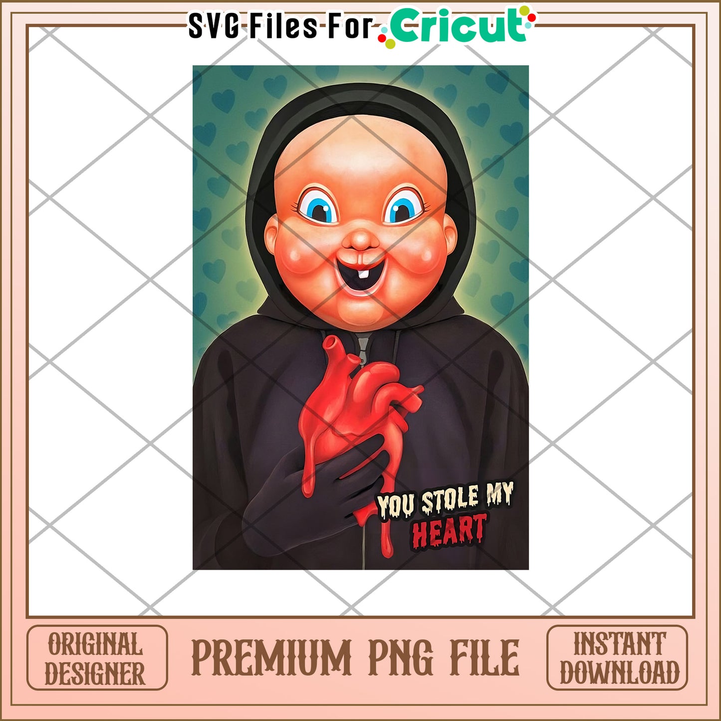 PNG Baby Face Valentine Heart Design