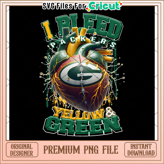 Packers Football Design I Bleed Green and Yellow PNG File