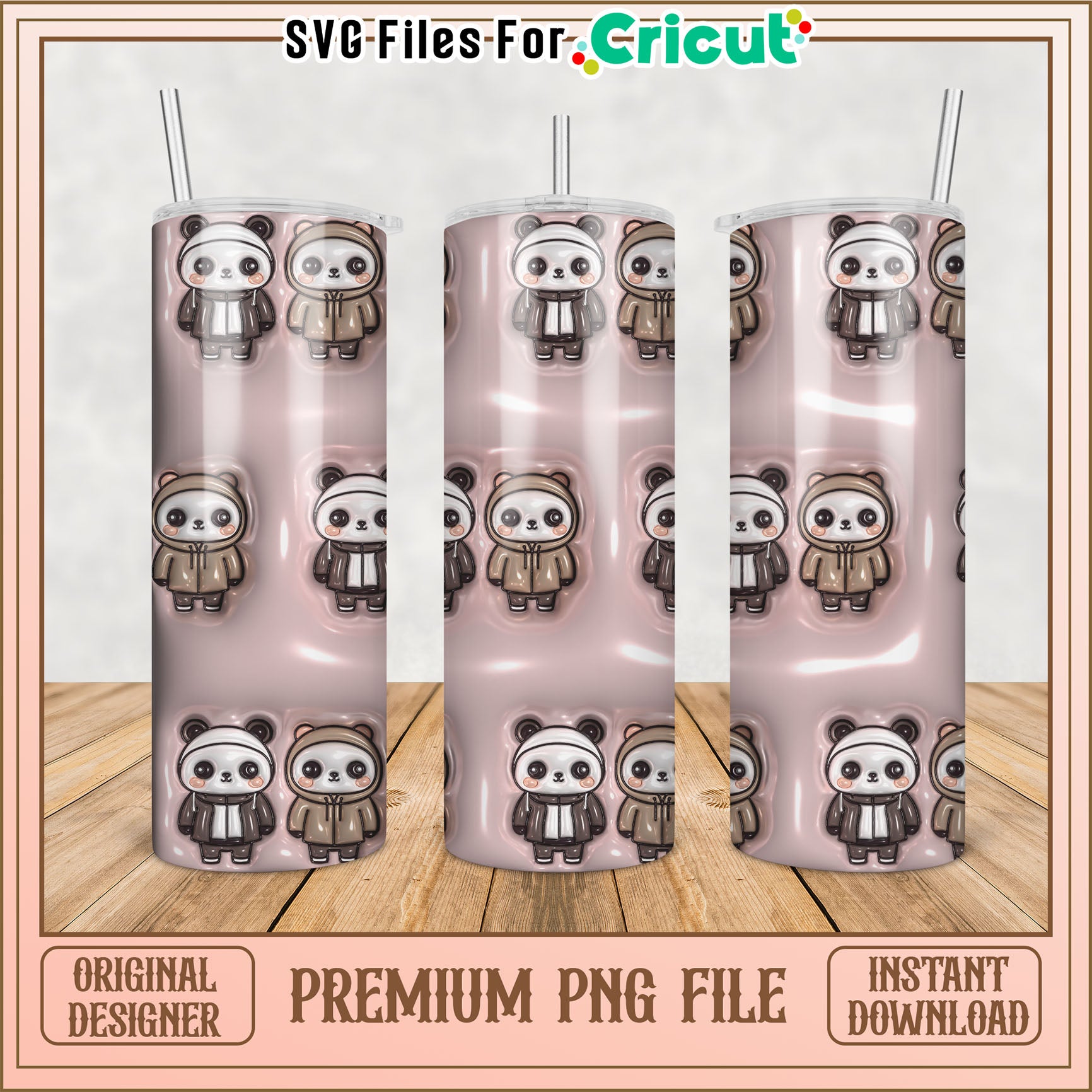 Panda Tumbler PNG Sublimation Design