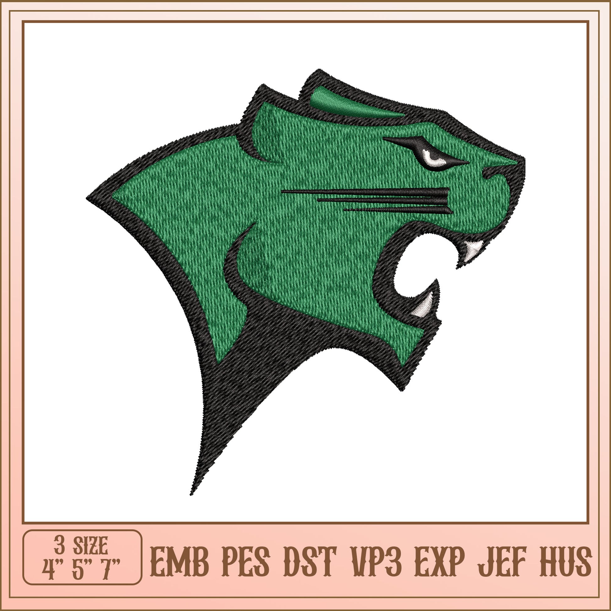 Panther Head Embroidery Design