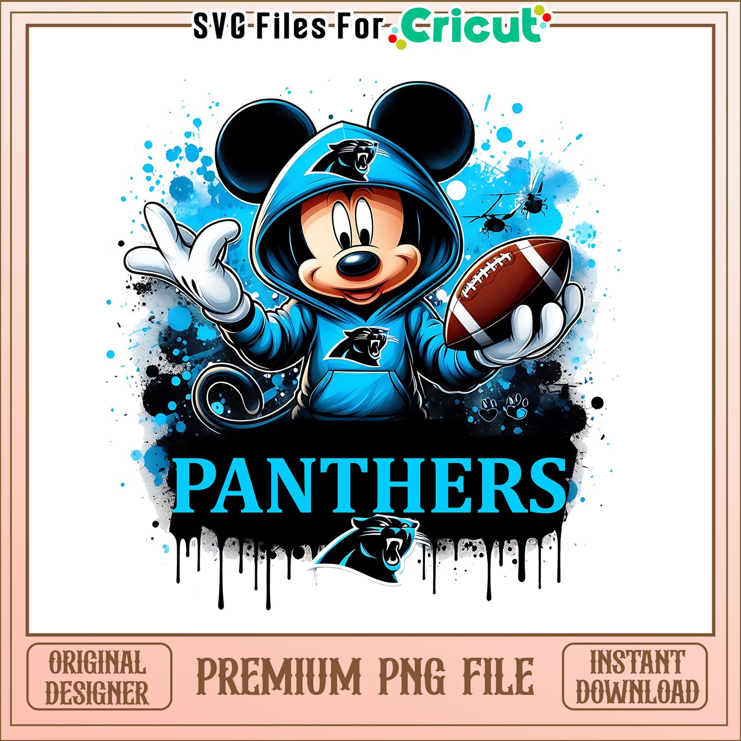 Panthers Mickey rugby ball png, Carolina Panthers png, NFL png