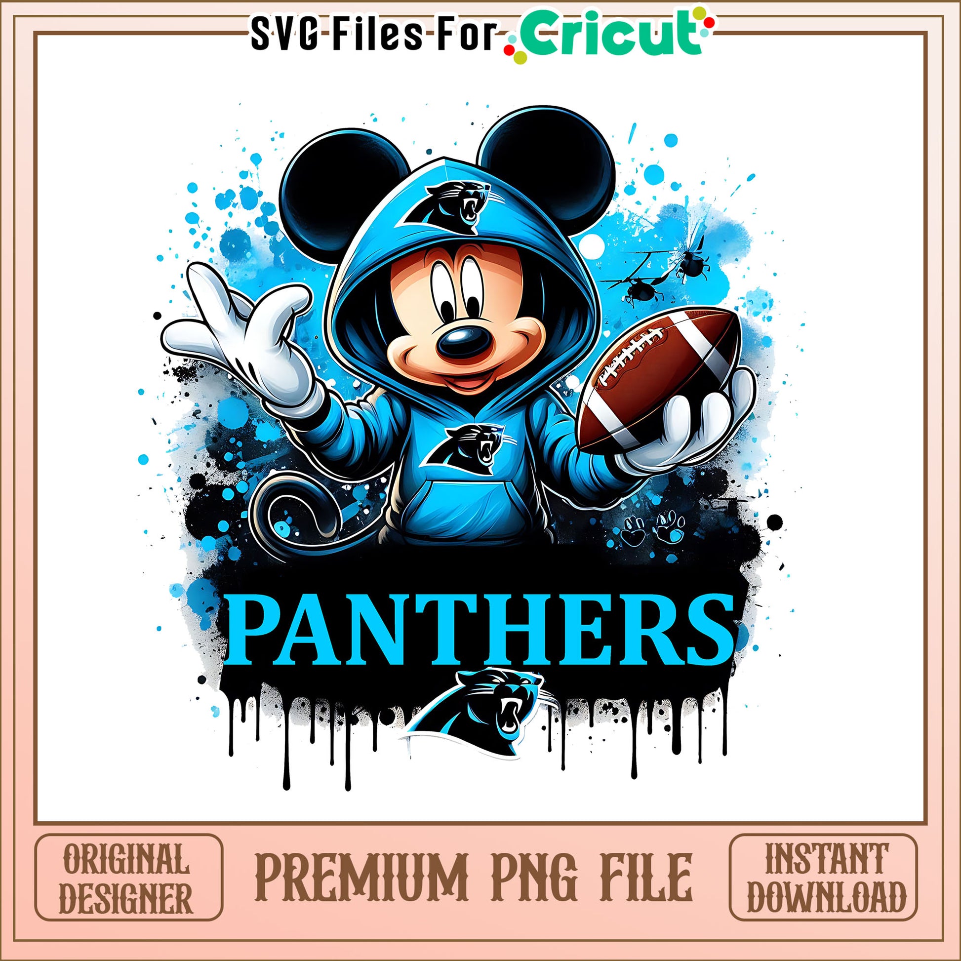 Panthers Mickey rugby ball png, Carolina Panthers png, NFL png