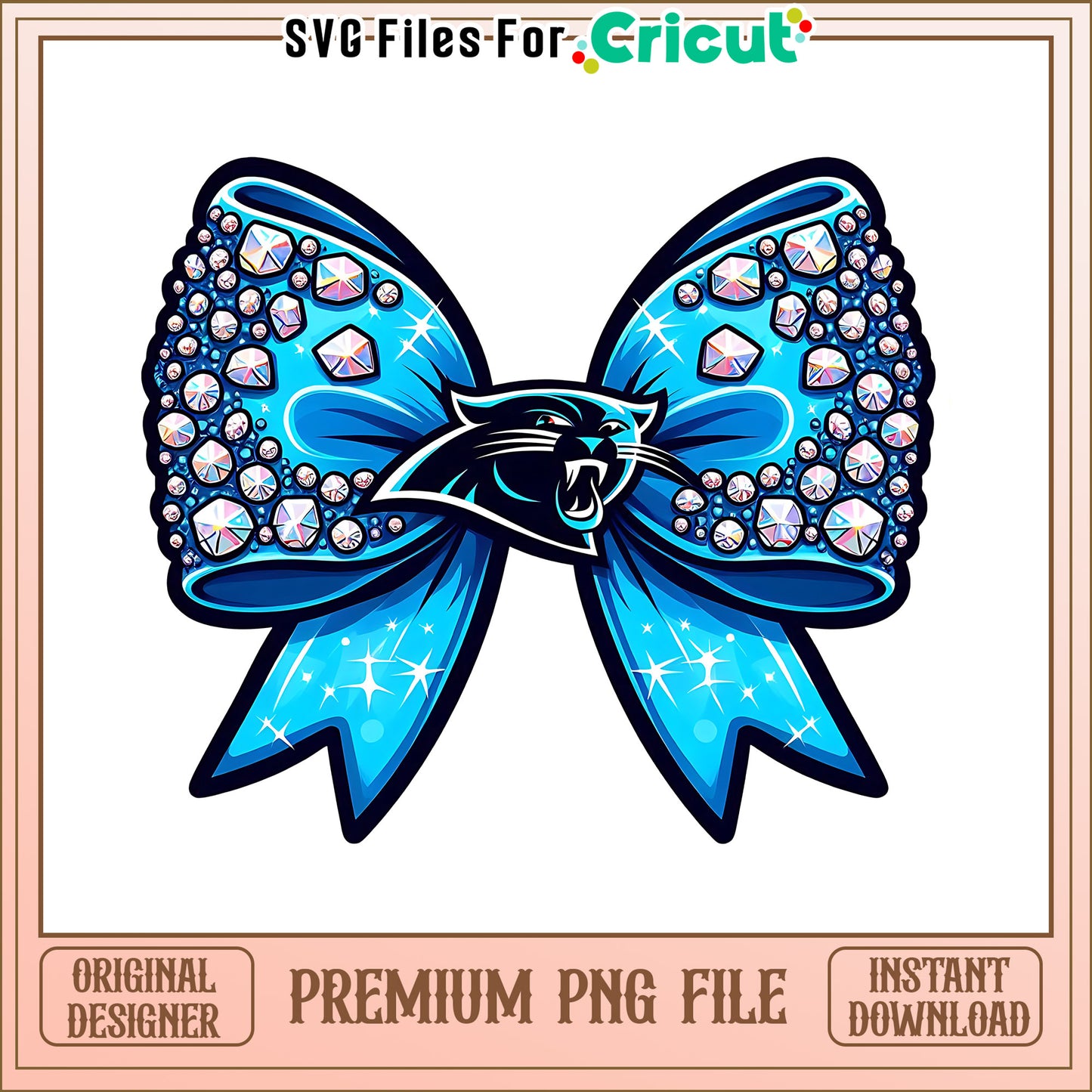 Panthers logo vintage bow png, Carolina Panthers png, NFL png