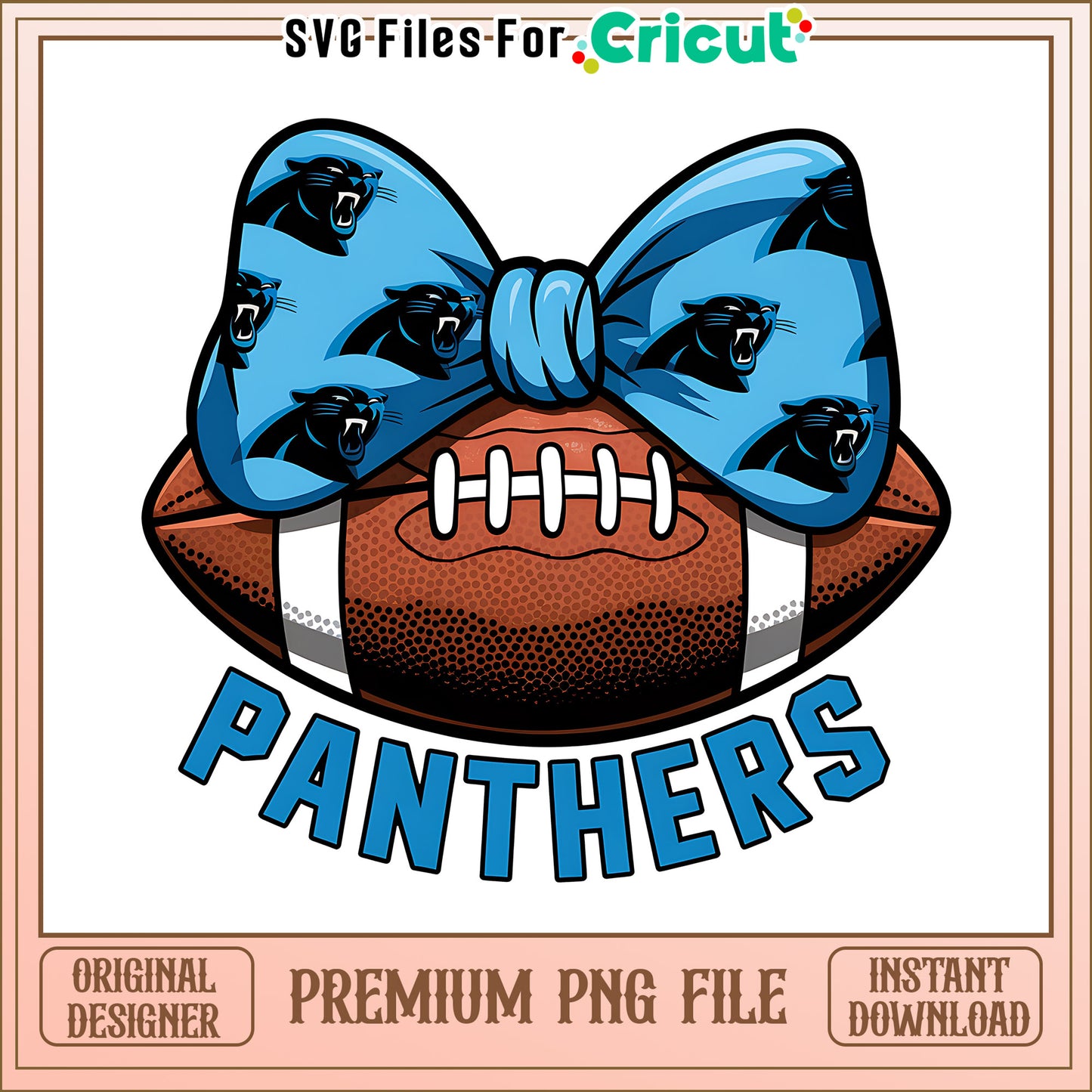 Panthers rugby ball and bow png, Carolina Panthers png, NFL png