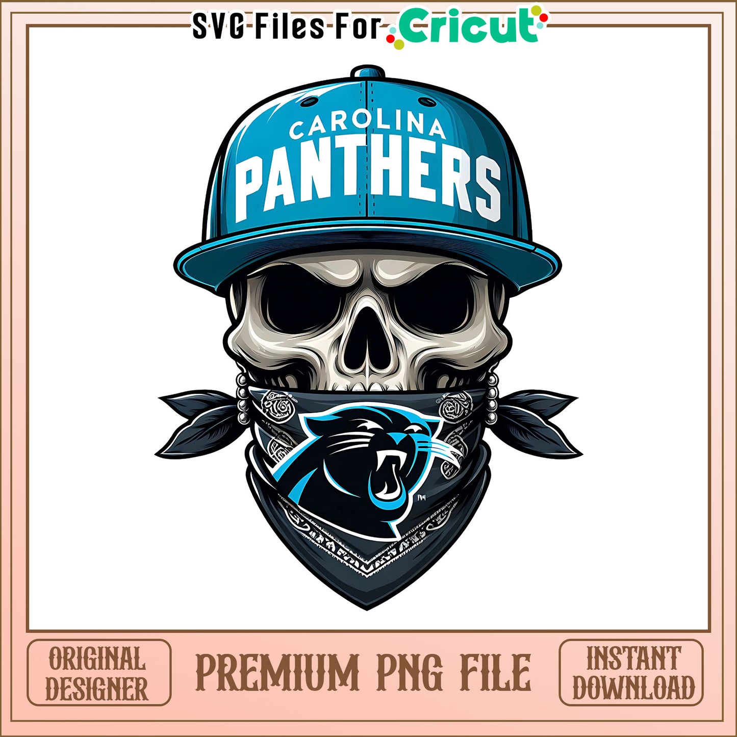 Panthers team skull bandana png, Carolina Panthers png, NFL png
