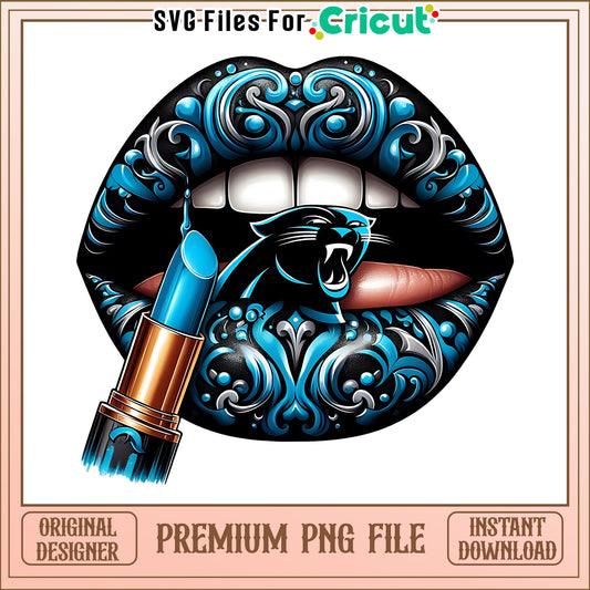 Panthers vintage lips design png, Carolina Panthers png, NFL png