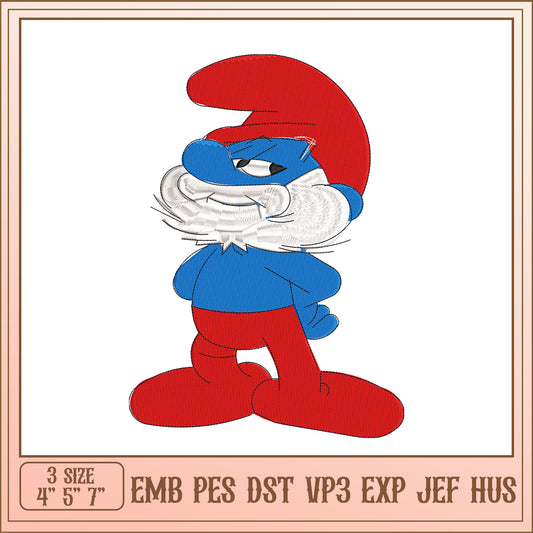 Papa Smurf Embroidery Design