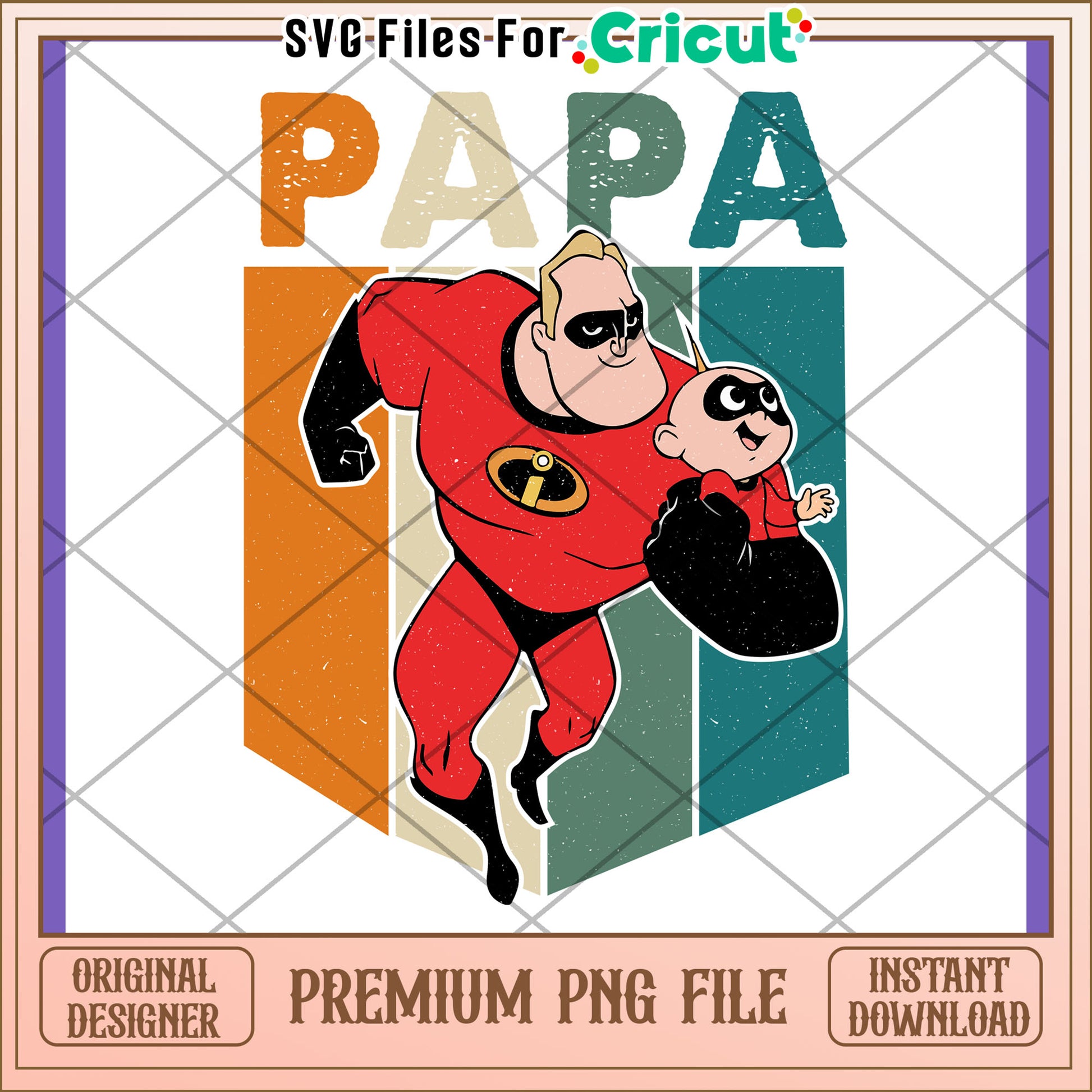 Papa Superhero PNG Design Instant Download