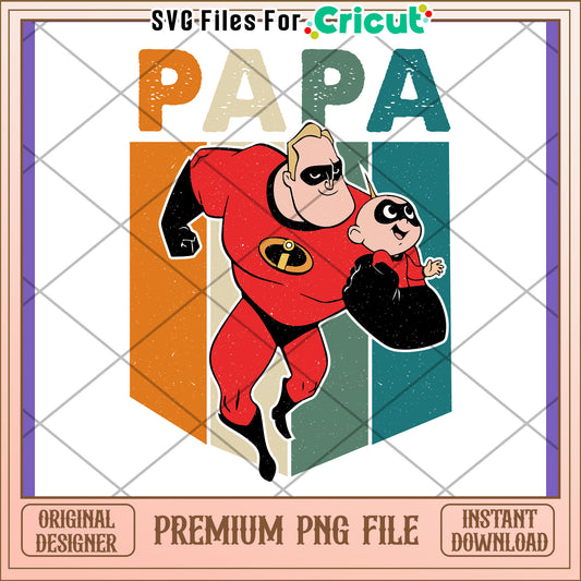 Papa Superhero PNG Design Instant Download