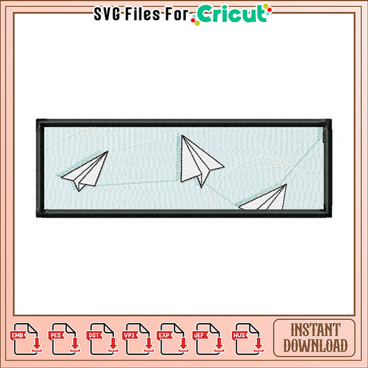 Paper Airplane Embroidery Design Instant Download
