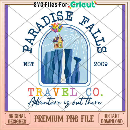 Paradise Falls Travel Co PNG Design