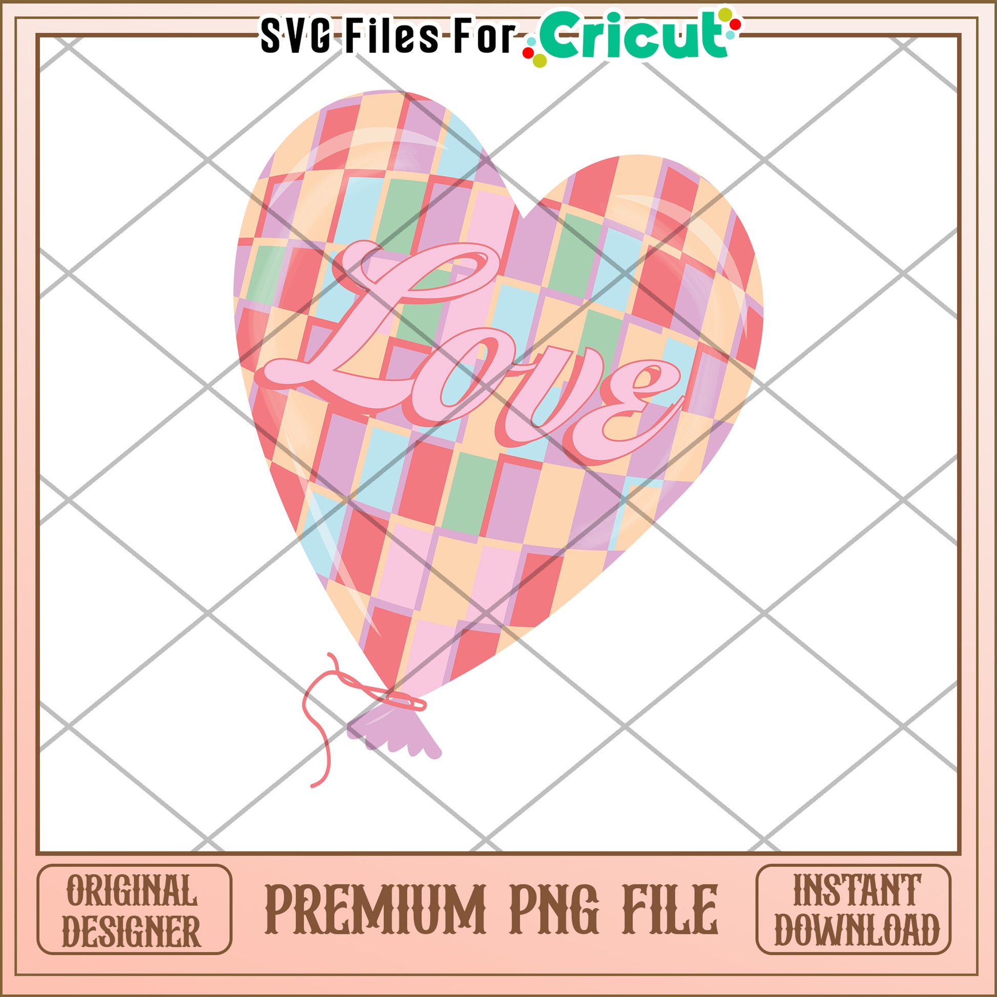 Pastel Heart Balloon PNG Love Cricut