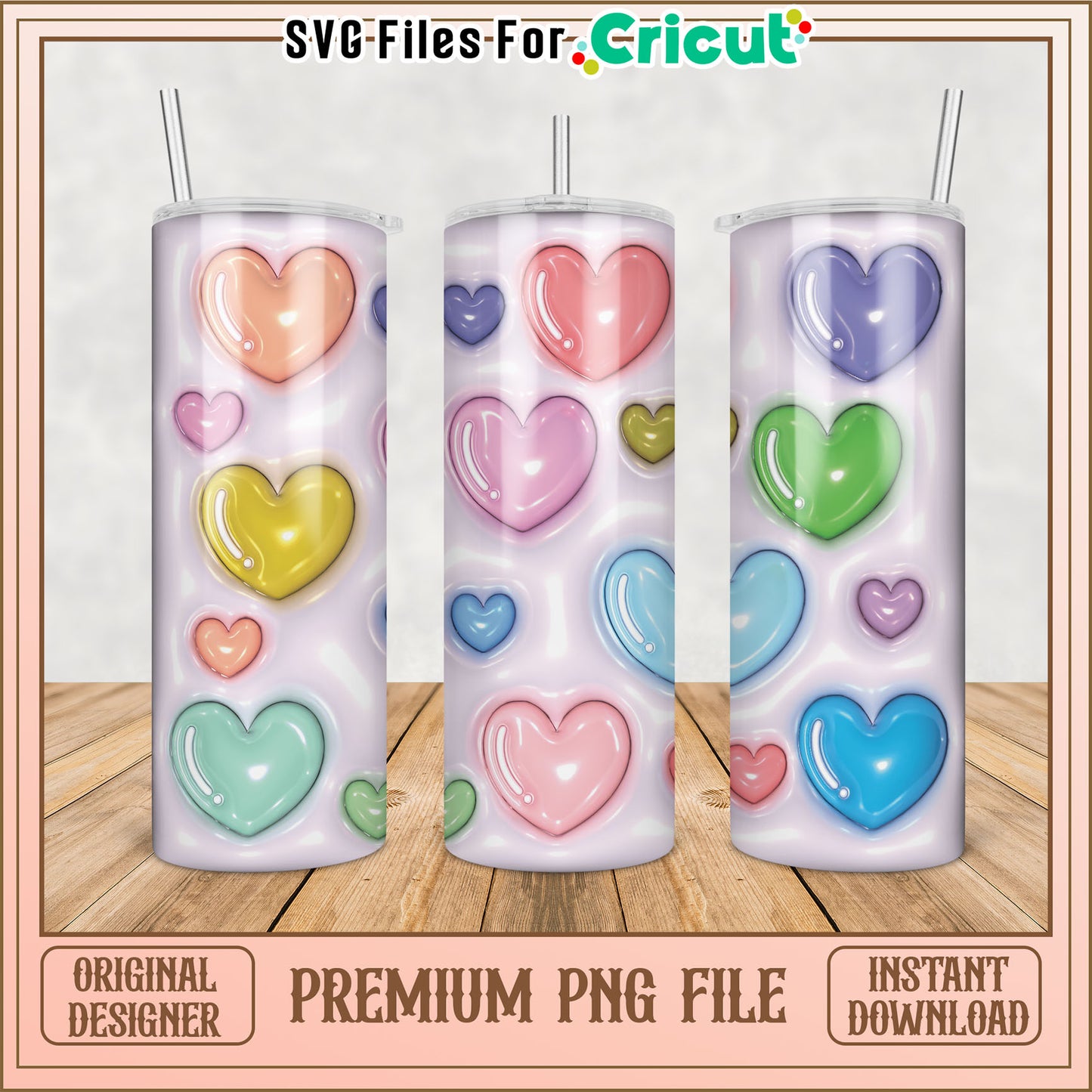 Pastel Heart Tumbler PNG