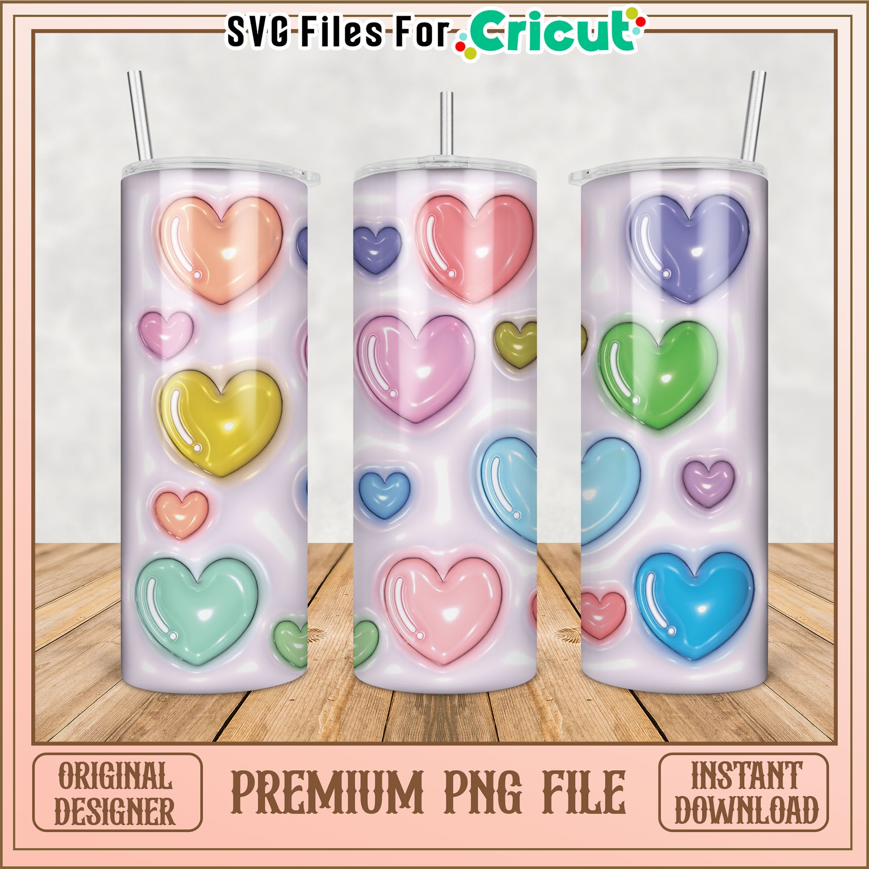 Pastel Heart Tumbler PNG