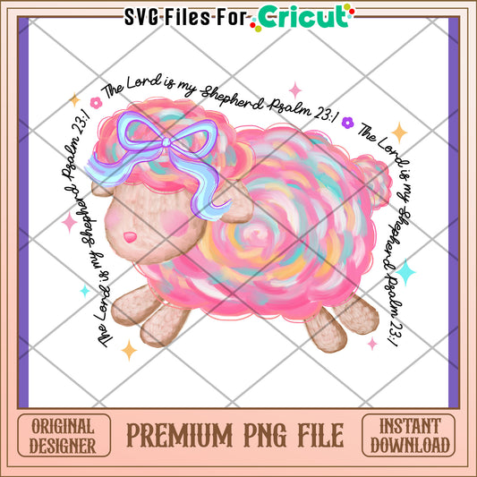 Pastel Lamb Psalm 23 PNG Design